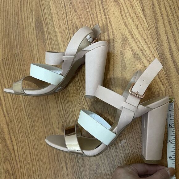 Bamboo Pale Pink strappy slingback heels size US 6 - Picture 3 of 6